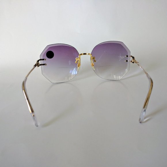 NWT Vintage 90's Lady Dia-Cut Reading Sunglasses +3.50 (Gold/Smoke) - Picture 3 of 4